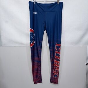 Chicago Cubs Major League Fitness Women's Leggings L MLB Baseball EUC